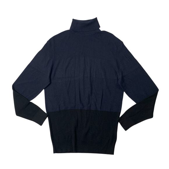 Karl Lagerfeld Sweater Mens L Large Navy Wool Blend Turtleneck Pullover - Picture 1 of 9